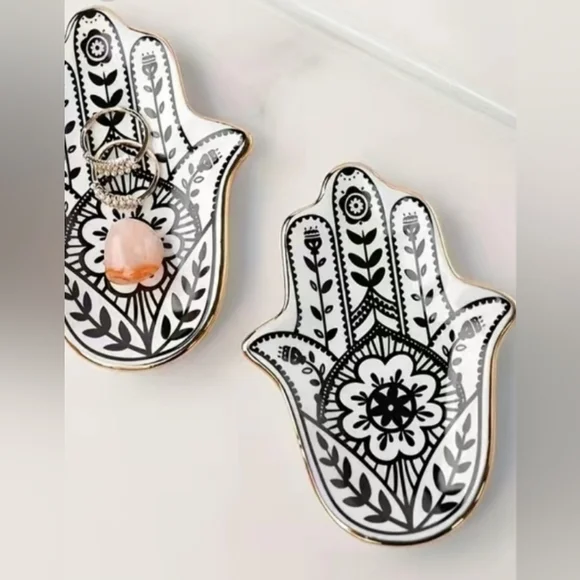 FLASH SALE! Hamsa Hand of Fatima Tree of Life Evil Eye Display Dish Tray NEW NIB - Picture 2 of 4